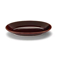 Porcelain Rimmed Oval Plate Small - Brown Glaze