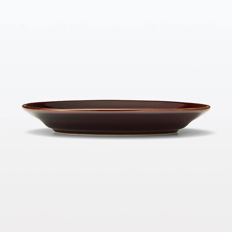 Porcelain Rimmed Oval Plate Medium - Brown Glaze