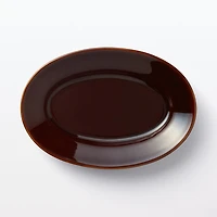 Porcelain Rimmed Oval Plate Medium - Brown Glaze