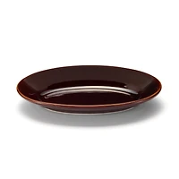 Porcelain Rimmed Oval Plate Medium - Brown Glaze