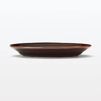 Porcelain Rimmed Oval Plate Large - Brown Glaze