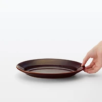Porcelain Rimmed Oval Plate Large - Brown Glaze