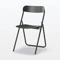 Steel Pipe Folding Chair with Wooden Seat - Dark Grey