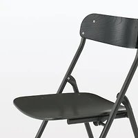 Steel Pipe Folding Chair with Wooden Seat - Dark Grey