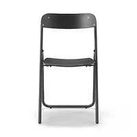 Steel Pipe Folding Chair with Wooden Seat - Dark Grey