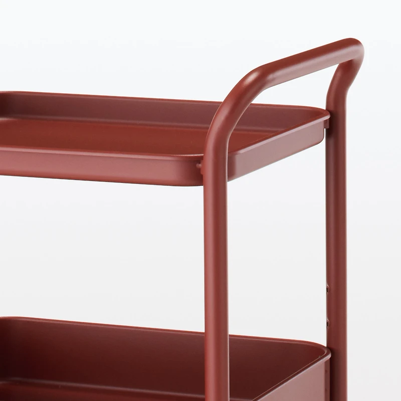 Steel Pipe Wheeled Rack Utility Cart - Burgundy