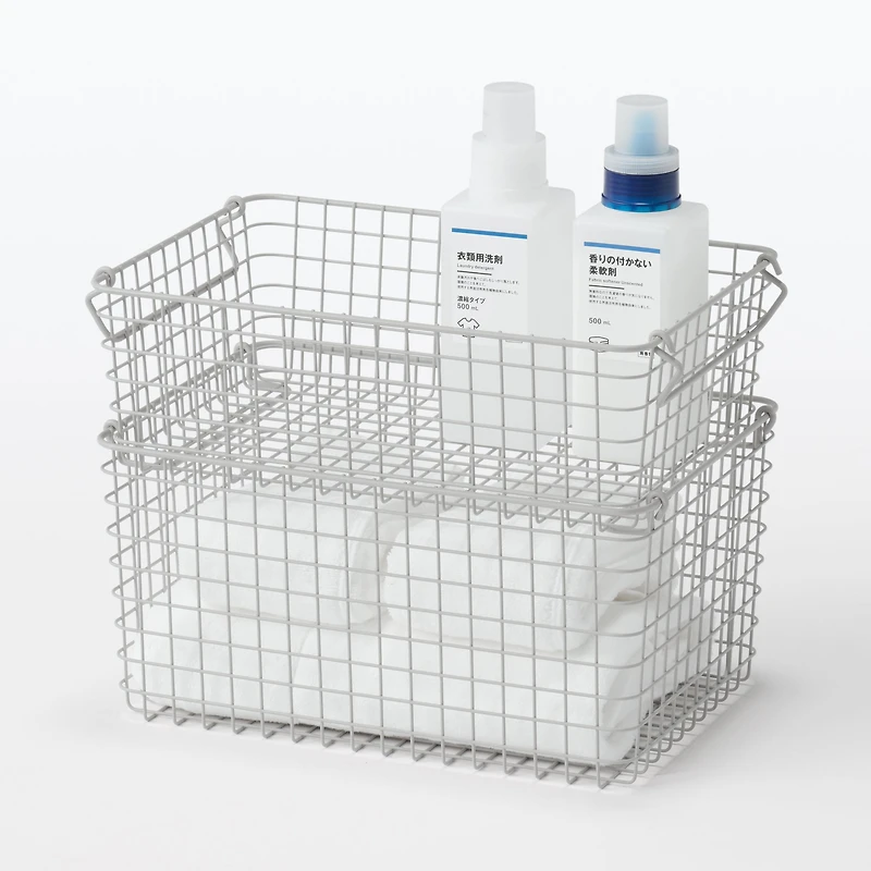 Steel Pipe Storage Rack Basket Set - Warm Grey