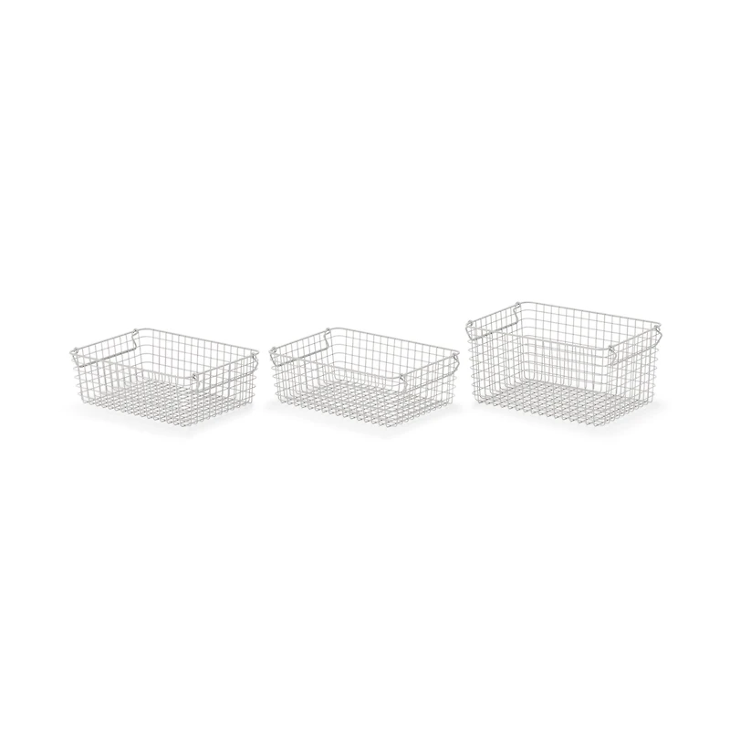 Steel Pipe Storage Rack Basket Set - Warm Grey