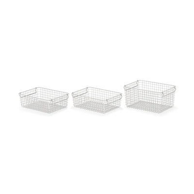Steel Pipe Storage Rack Basket Set - Warm Grey