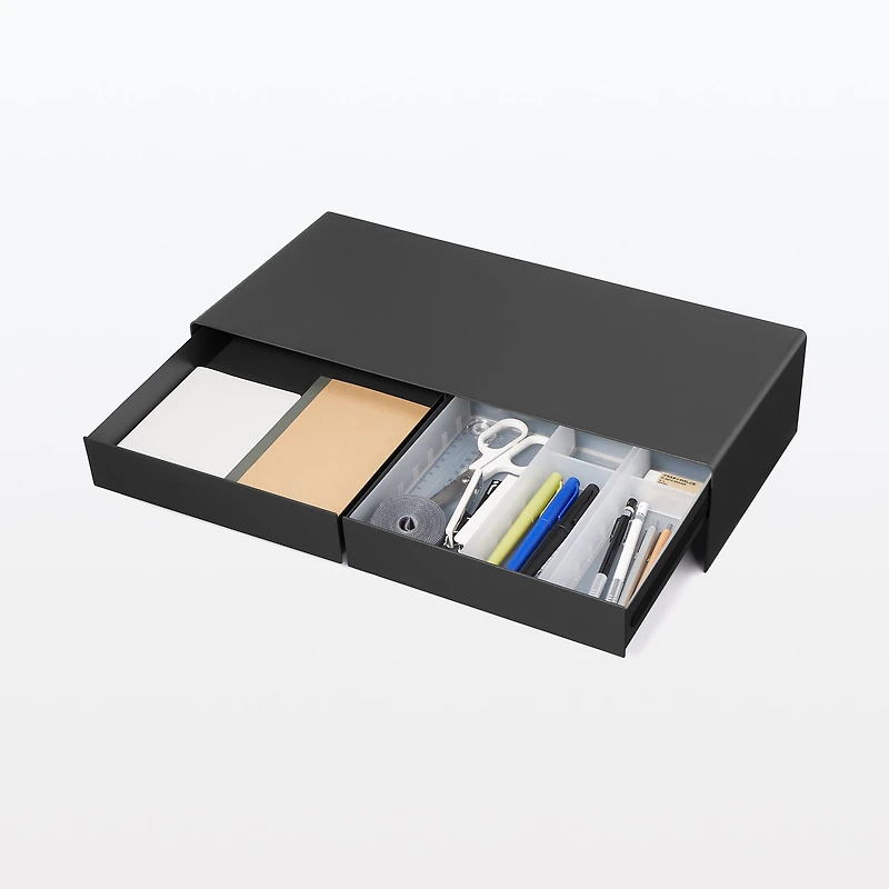 Steel Monitor Stand with 2 Drawer - Wide