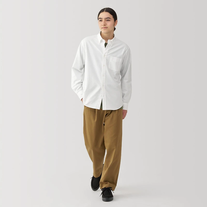 Men's Washed Oxford Button Down Long Sleeve Shirt