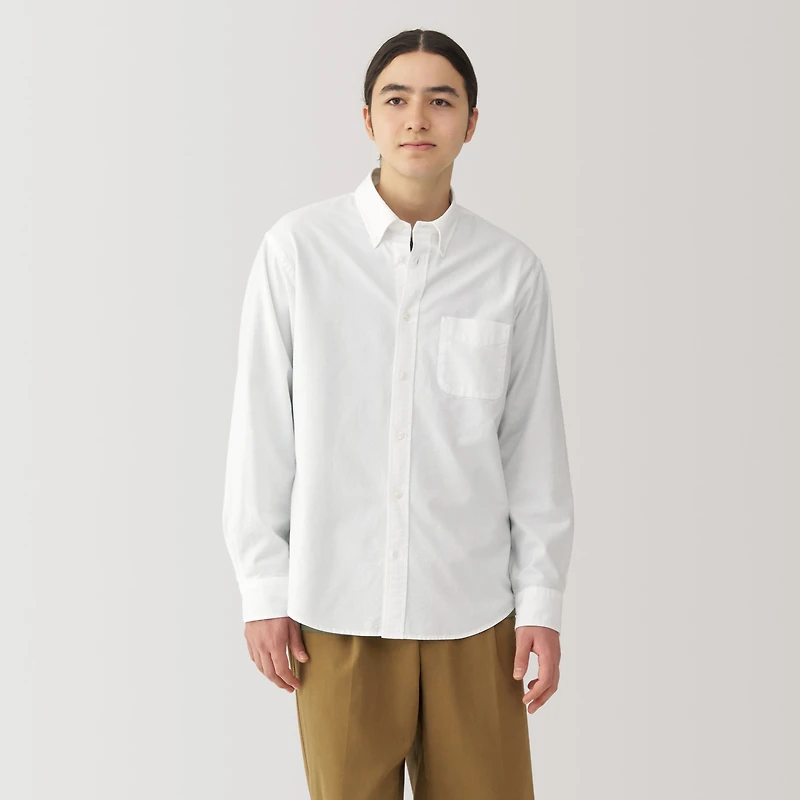 Men's Washed Oxford Button Down Long Sleeve Shirt