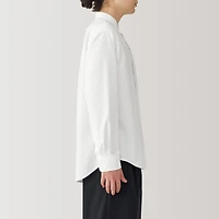 Men's Washed Oxford Stand Collar Long Sleeve Shirt