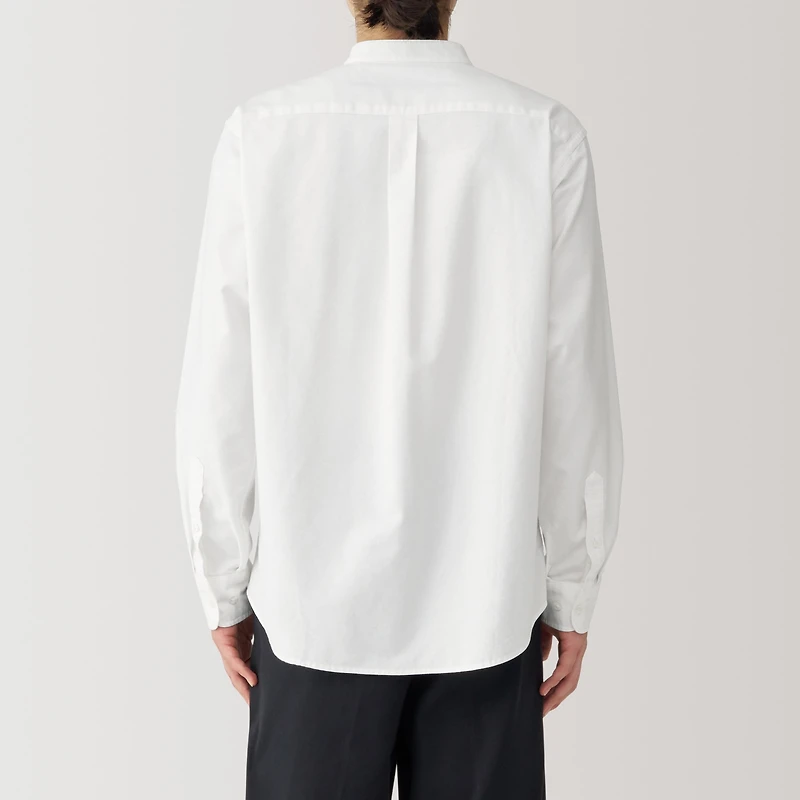 Men's Washed Oxford Stand Collar Long Sleeve Shirt