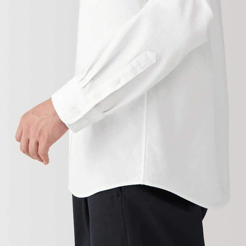 Men's Washed Oxford Stand Collar Long Sleeve Shirt