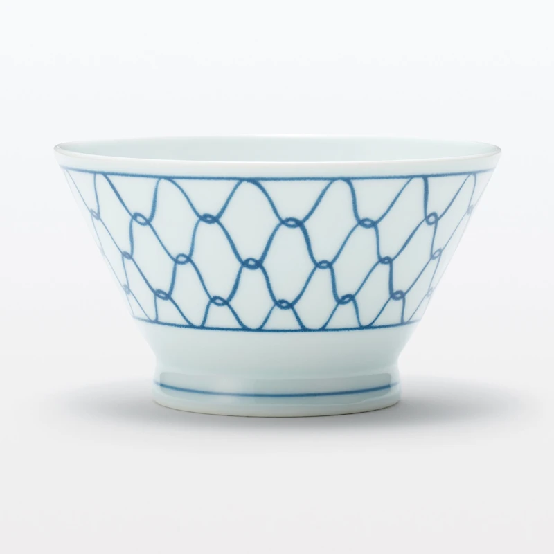 Hasami Ware Rice Bowl - Mesh Pattern