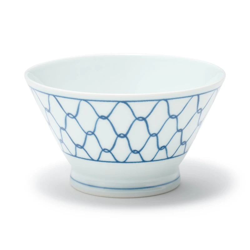 Hasami Ware Rice Bowl - Mesh Pattern