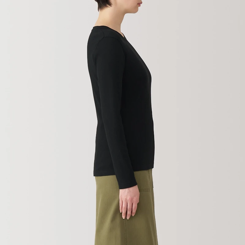 Women's Soy Fibre Blend Ribbed Crew Neck Long Sleeve T-Shirt