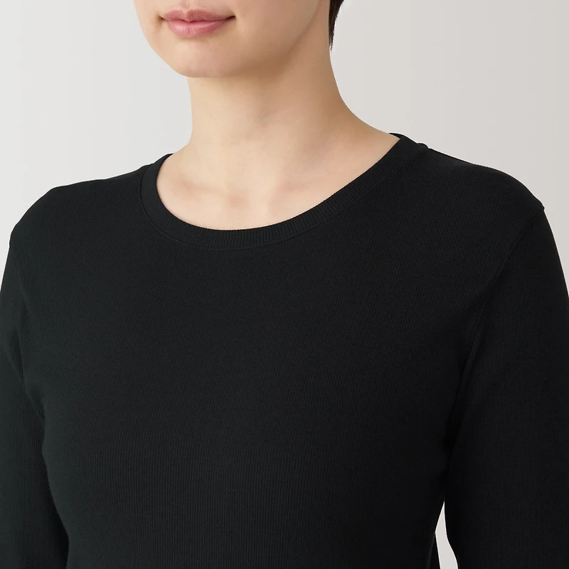 Women's Soy Fibre Blend Ribbed Crew Neck Long Sleeve T-Shirt