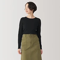 Women's Soy Fibre Blend Ribbed Crew Neck Long Sleeve T-Shirt