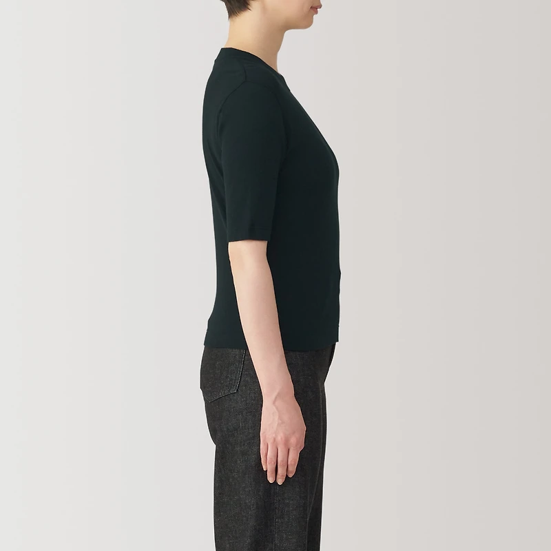 Women's Soy Fiber Blend Ribbed Crew Neck Half Sleeve T-Shirt
