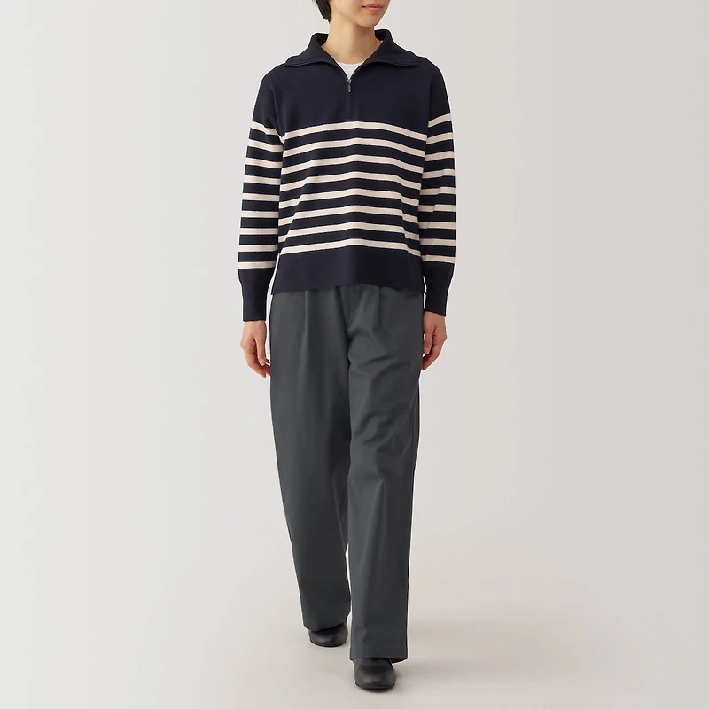 Women's Slub Yarn Chino Darted Wide Pants