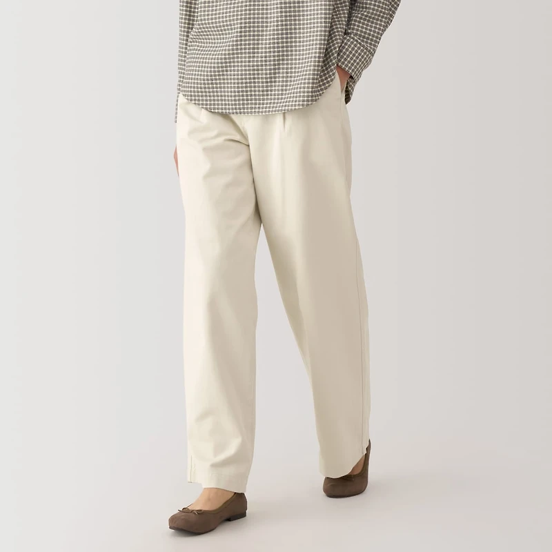 Women's Slub Yarn Chino Darted Wide Pants