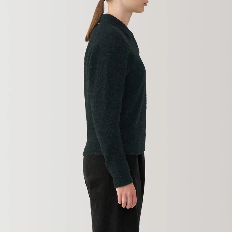 Women's Wool Blend Boucle Polo Sweater
