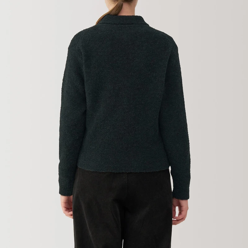 Women's Wool Blend Boucle Polo Sweater