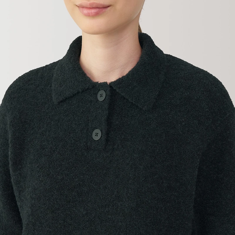 Women's Wool Blend Boucle Polo Sweater