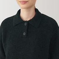 Women's Wool Blend Boucle Polo Sweater