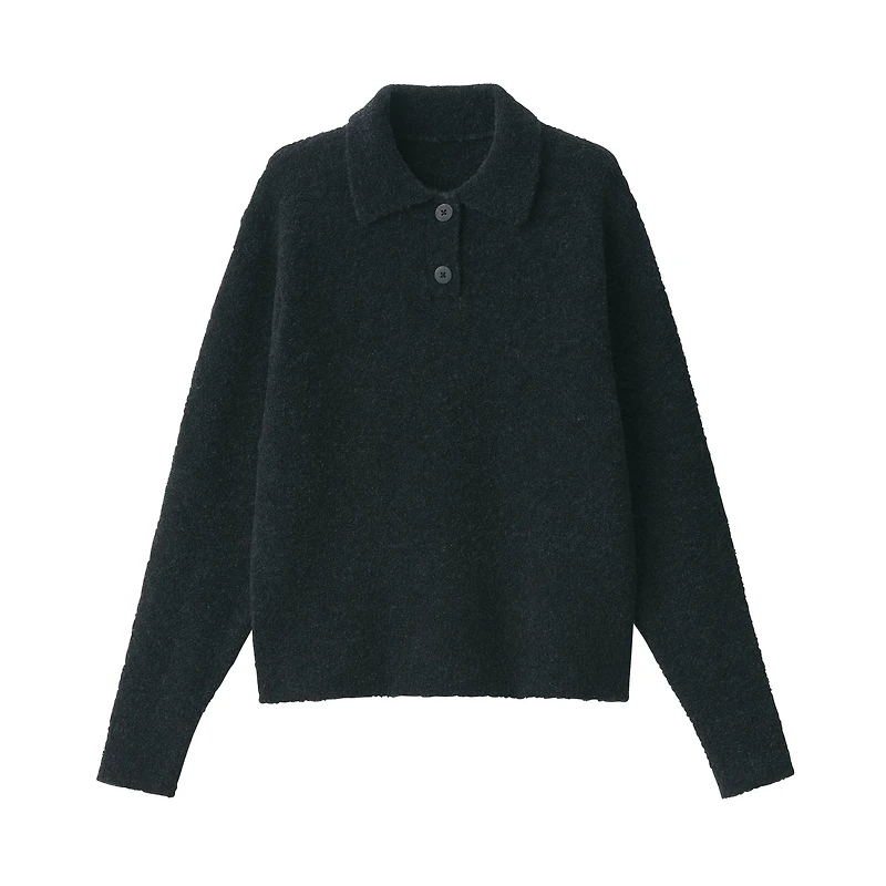 Women's Wool Blend Boucle Polo Sweater