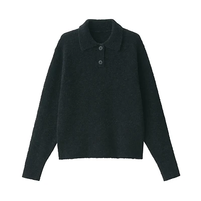 Women's Wool Blend Boucle Polo Sweater