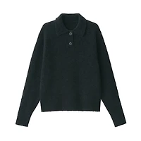 Women's Wool Blend Boucle Polo Sweater