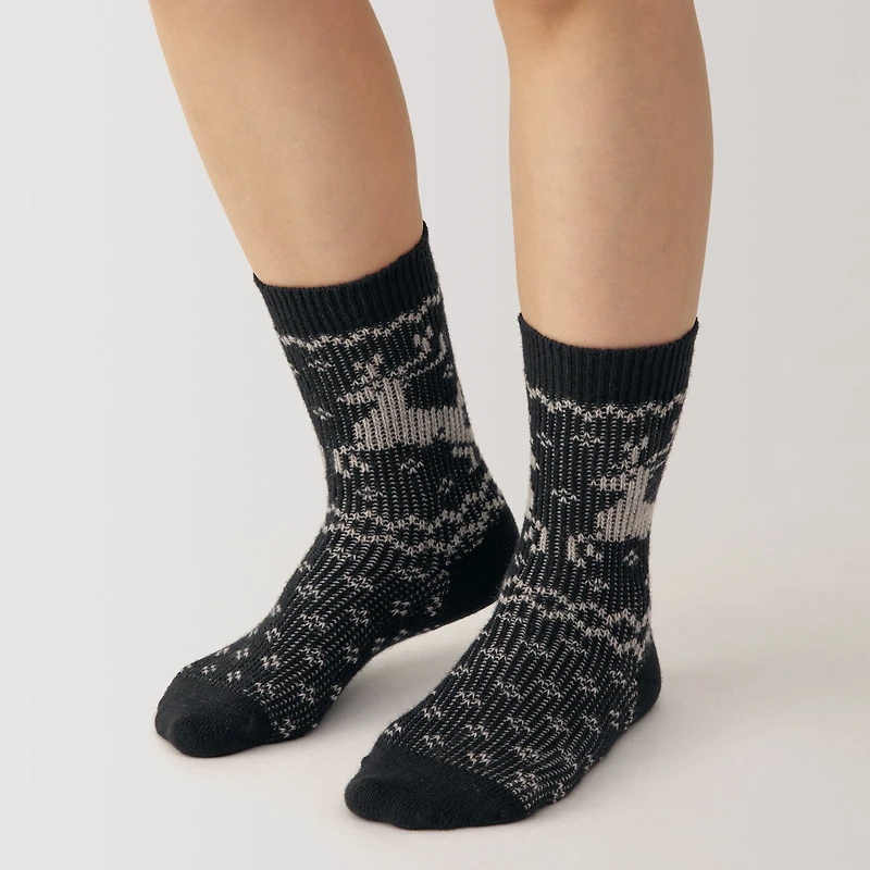 Right Angle Loose Top Reindeer Pattern Socks