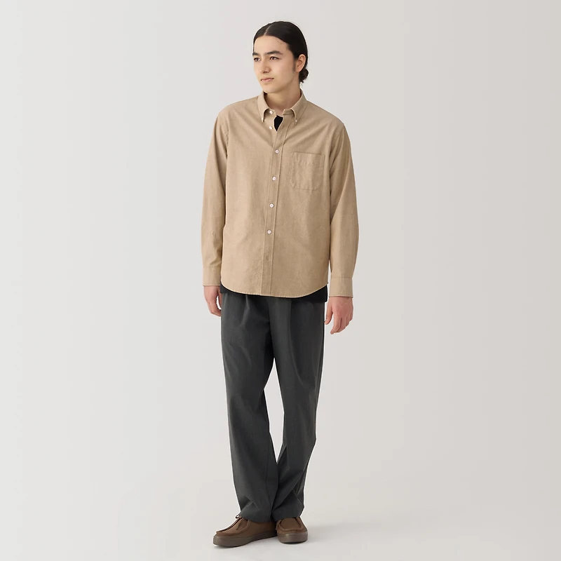 Men's Washed Oxford Button Down Long Sleeve Shirt