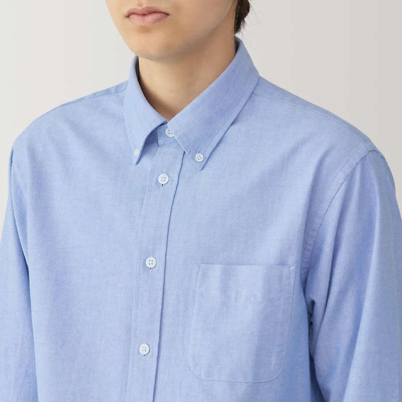 Men's Washed Oxford Button Down Long Sleeve Shirt