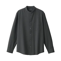 Men's Washed Oxford Stand Collar Long Sleeve Shirt