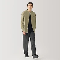 Men's Washed Oxford Stand Collar Long Sleeve Shirt