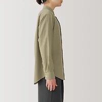 Men's Washed Oxford Stand Collar Long Sleeve Shirt