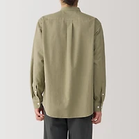 Men's Washed Oxford Stand Collar Long Sleeve Shirt