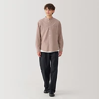 Men's Washed Oxford Stand Collar Long Sleeve Shirt