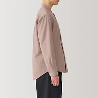Men's Washed Oxford Stand Collar Long Sleeve Shirt