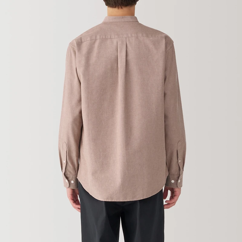 Men's Washed Oxford Stand Collar Long Sleeve Shirt
