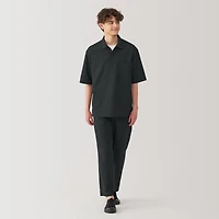 Men's Breathable Wide Half Sleeve Woven Polo Shirt