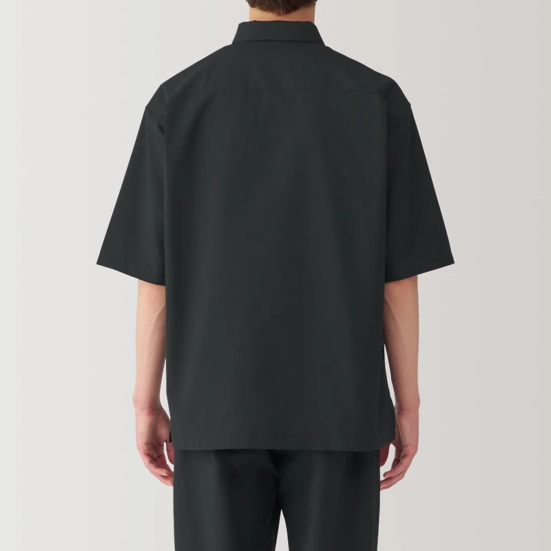 Men's Breathable Wide Half Sleeve Woven Polo Shirt