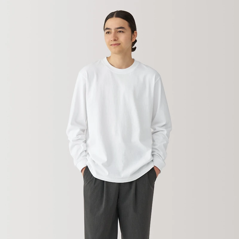Men's Washed Heavy Weight Crew Neck Long Sleeve T-Shirt