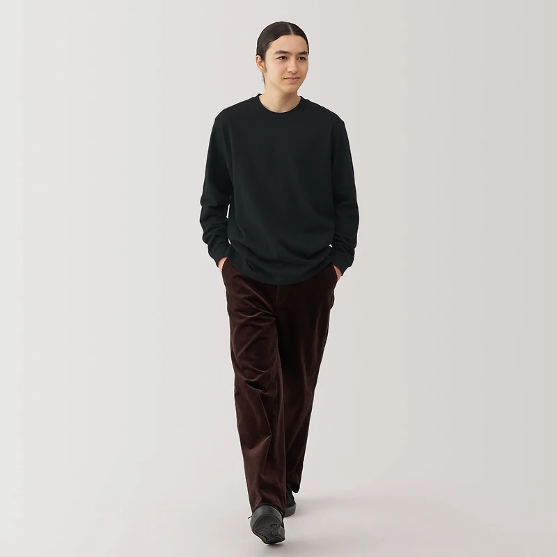 Men's Washed Heavy Weight Crew Neck Long Sleeve T-Shirt