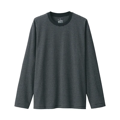 Men's Jersey Crew Neck Long Sleeve Striped T-Shirt