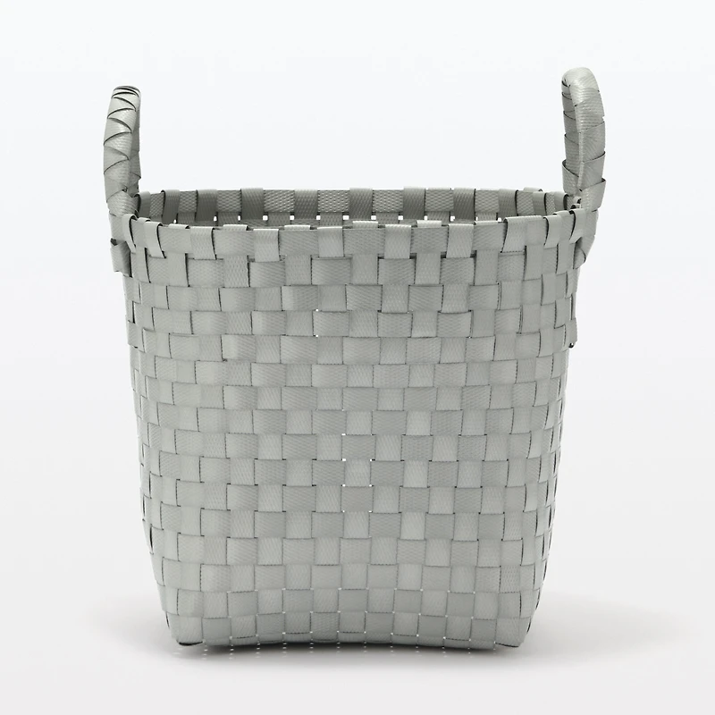 Recycled Polypropylene Strap Weave Basket - Grey - Small (Dia. 25 x H20 cm)